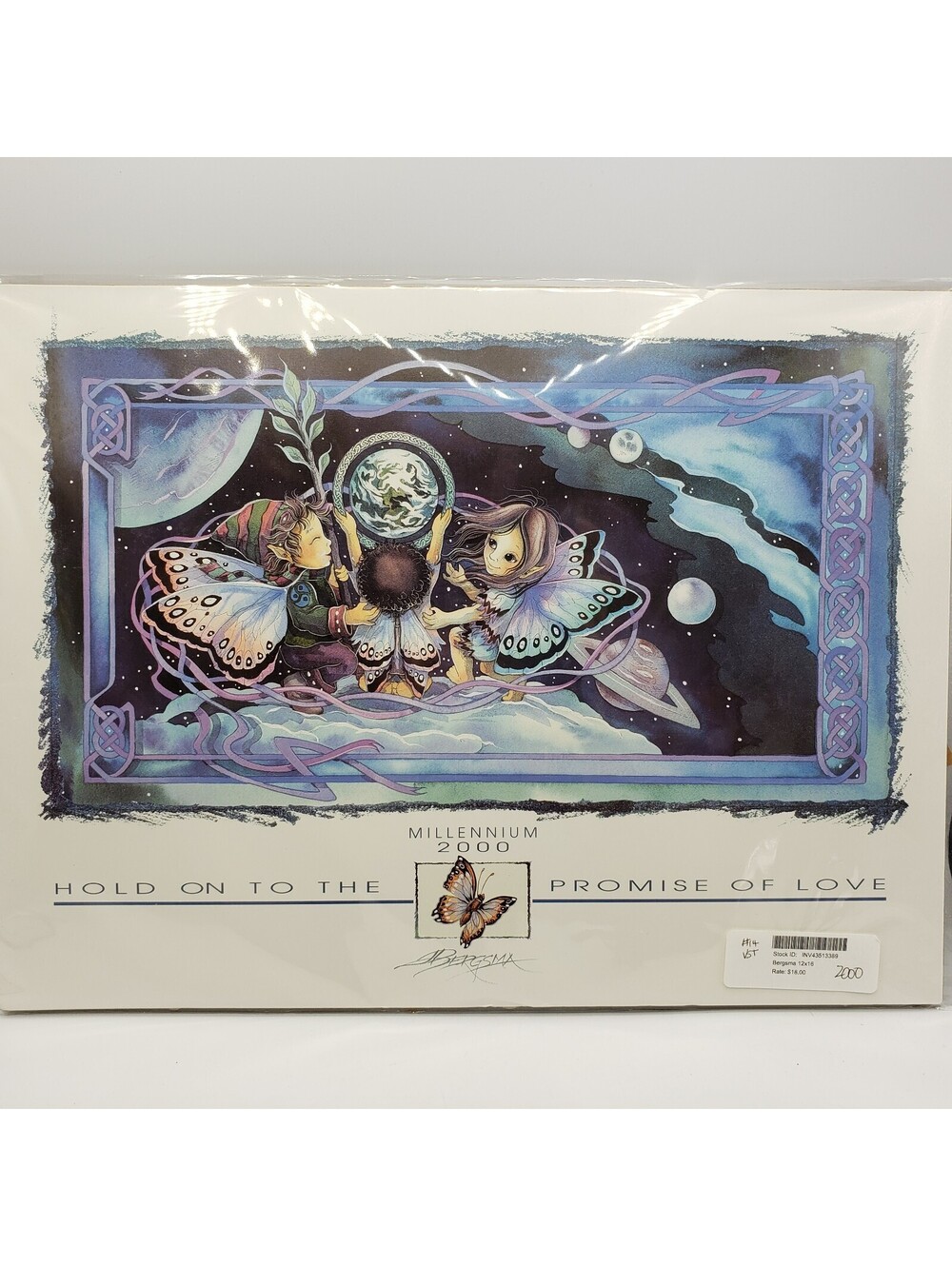 Vintage Millenium 2000 Jody Bergsma Lithograph 16x12 Dream Keepers Fairies Love